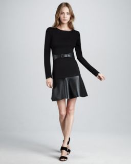10 Crosby Derek Lam Flare Skirt Leather Dress   