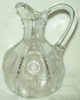 Vintage Antique Higbee Glass Panelled Thistle Pattern Cruet EAPG Glass