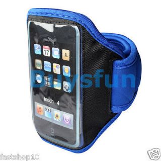 Blue Sport Gym Armband Case Skin Cover for iPod Touch 4 4G + 1 Screen