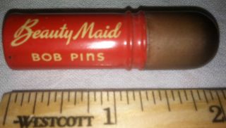 ANTIQUE BEAUTY MAID BOB (BOBBY) PINS TIN LITHO CAN EARLY HAIR CARE