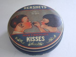 Hersheys Milk Chocolate Kisses Round Tin 1982 Made in England