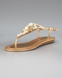 Giuseppe Zanotti Crystal Studded Toe Ring Thong Sandal   