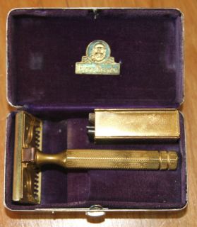 Antique Brass Ever Ready Shaving Kit Shaver in Silver plated Box
