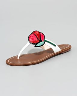 Prada Patent Rose Thong Sandal   