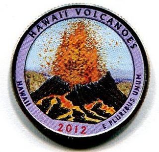 2012 Hawaii Volcano National Park Colorized / Painted Quarter
