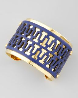 Y17XG Tory Burch T Perforated Leather Cuff, Blue