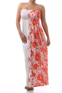 Ladies Hawaiian Long Tube Top Smocked Rayon Dress XL 2X 3X