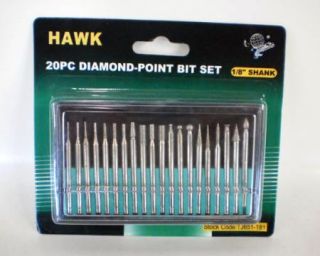 Hawk 20 Piece Diamond Point Drill Multi Bit Set