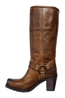 Frye Womens Harness Boots Heath Heel Cognac Leather 76447 Sz 10 M