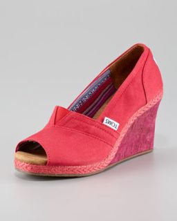 TOMS Paz Fabric Peep Toe Wedge   