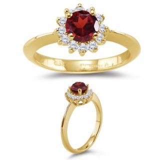 0.36 Cts Diamond & 0.99 Cts Garnet Ring in 18K Yellow Gold