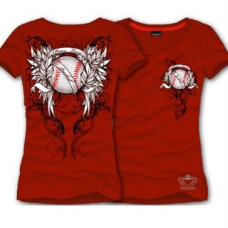 Katydid Red Peace Love Baseball Rhinestone Shirt