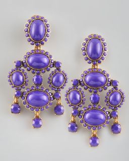 Y18N7 Oscar de la Renta Cabochon Drop Clip Earrings, Purple