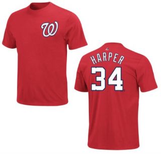  Nationals Bryce Harper Red Name and Number T Shirt
