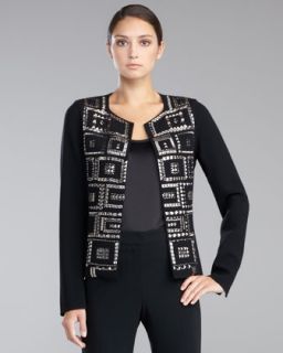 St. John Collection Beaded Double Faced Crepe Jacket   
