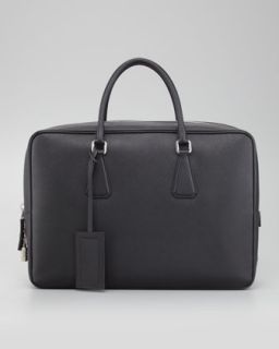 N21YR Prada Saffiano Zip Top Briefcase Bag, Black