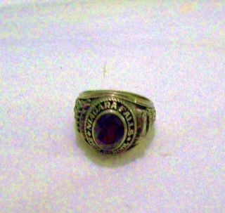 Vintage 1977 Signed D CNiagara Falls High School Ring Ruby Center Sz
