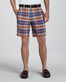 N22R3 Peter Millar Manchester Washed Plaid Shorts