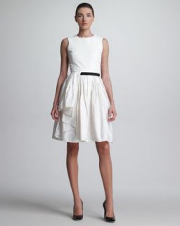 B25FR Jason Wu Leather & Silk Dress, Optic White