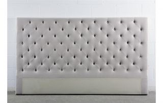 Linen Button King Size Bed Headboard w Nail Head Gorgeous New Free