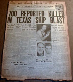 1947 Display Headline Newspaper Texas City Texas Explosion Disaster