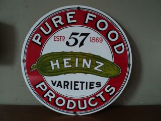 Vtg Original Porcelain Heinz Pickle Store Advertising Display Sign