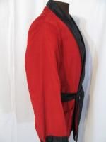 Vintage 50s Red Velvet Corduroy Smoking Jacket Robe Retro S