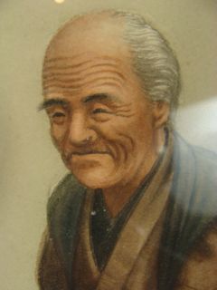 Hodo Art Watercolor Picture Old Japanese Man Circa 1920