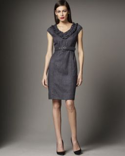 Kay Unger New York Belted Chambray Dress   