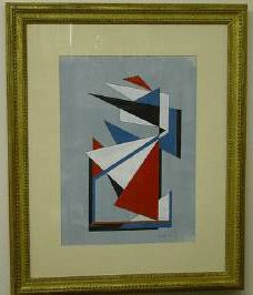 Thomas Eldred (Listed 1903   1993) Modern Abstract Watercolor 1940s