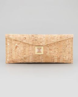 V1BE7 Kara Ross Prunella Small Cork Clutch Bag, Gold Fleck