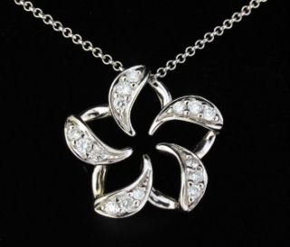 NA Hoku Diamond Plumeria 14k White Gold Flower Pendant