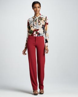 41KW Raoul Piped Tie Neck Floral Blouse & Classic Trousers