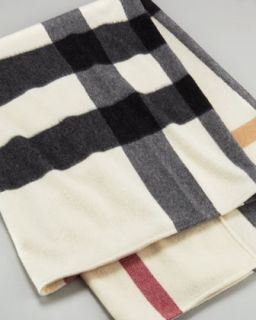 Burberry Exploded Check Cashmere Blanket, Ivory   