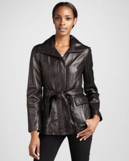 Cole Haan Leather Belted Jacket   