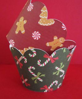 CHRISTMAS CUPCAKE WRAPPERS LINERS HOLIDAY PARTY CANDY CANE GINGERBREAD