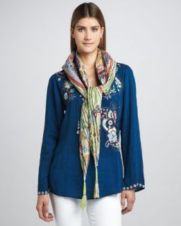 Johnny Was Collection Printed Silk Tunic   