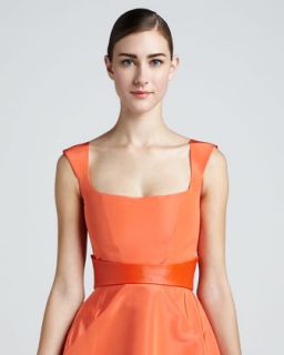 Monique Lhuillier Swirly Lace Fitted Gown & Leather Belt   Neiman