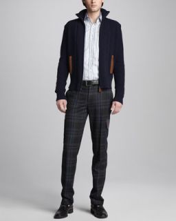Etro Suede Detail Sweater Jacket, Paisley Jacquard Sport Shirt & Plaid