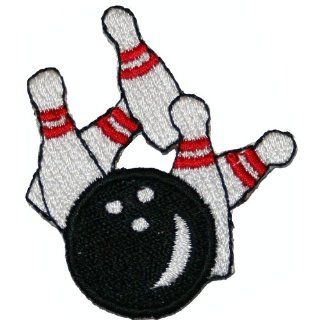 Bowling Ball & Pins Embroidered Iron on Patch Applique