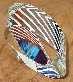 Signed Paul Harrie Sunrise Ellipse Art Glass Sculpture