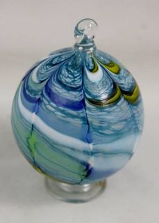 Unique Aqua Blue Hand Blown Glass Christmas Ornament Collector Item