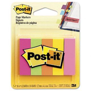Post it® Page Markers, Five Fluorescent Colors, 100