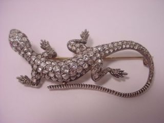 diamond pave lizard pin with ruby eyes