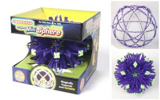 Glow Green Purple Hoberman Mini Sphere Expanding Ball Opens to 12