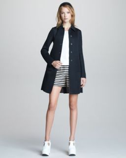 45UJ Jil Sander Navy Sporty Mesh Weave City Coat, Sleeveless Button