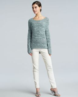 46NS Donna Karan Wide Neck Space Dye Sweater & Slim Side Zip Ankle