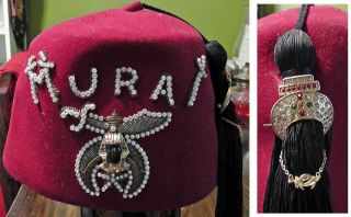 Vintage Harry M Osers Co Mason Lodge Shriner Egyptian Murat Fez Hat