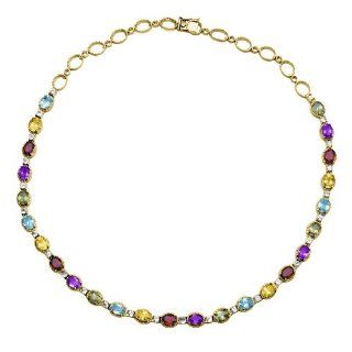  Sterling Silver Multi Gemstone Necklace, 18 Jewelry 