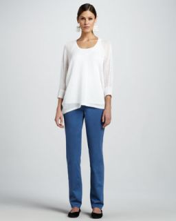 Eileen Fisher Angled Linen Cardigan, Organic Cotton Tank, Washed Linen